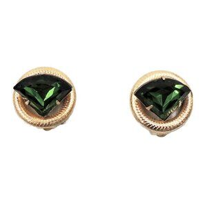 Vintage 1950s Signed Napier Faux-Emerald Clip Earrings